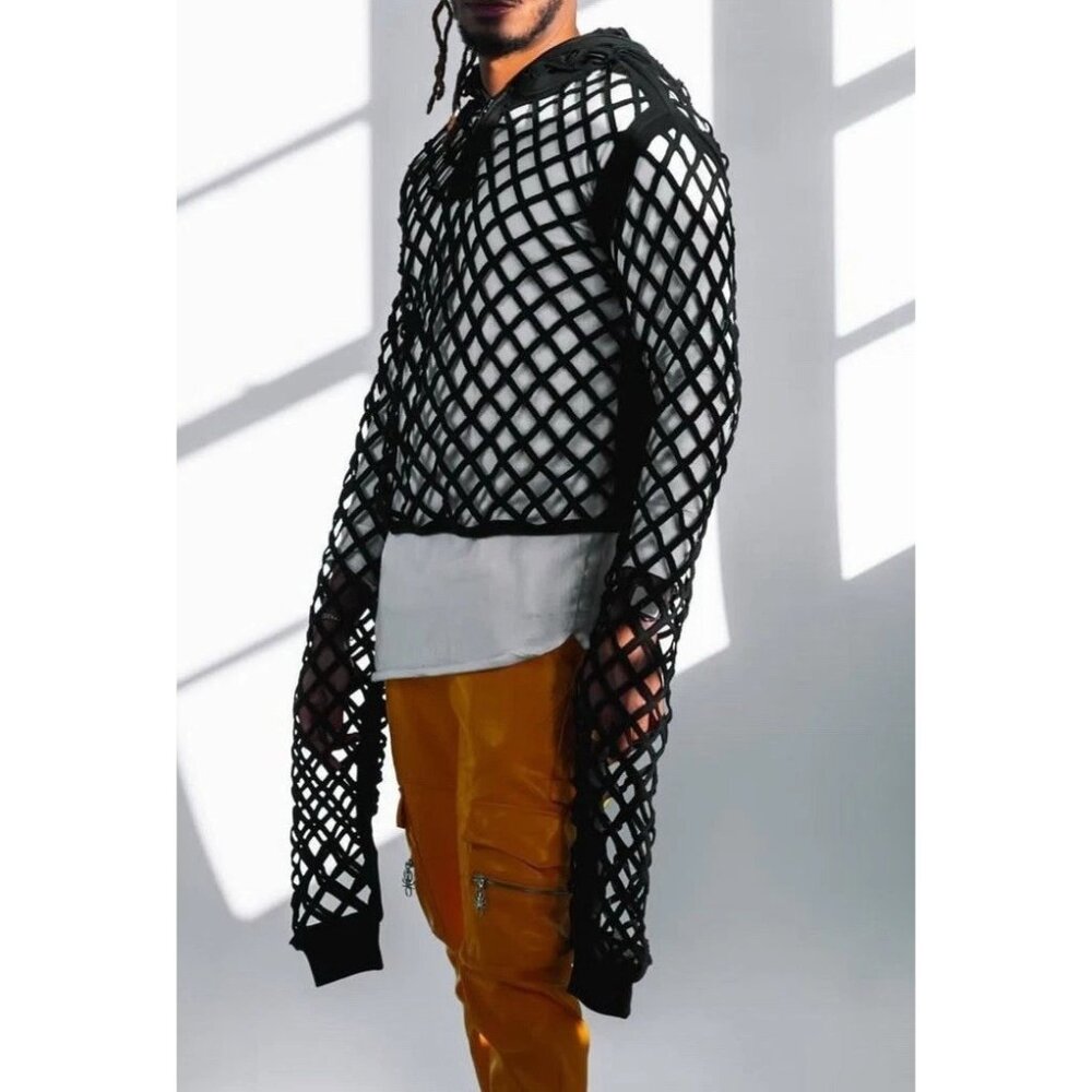 NWT Guapi Black Cage Mesh Mens Small Hoodie Quarter Zip [jb] Aaron Wilhelm